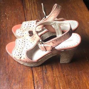 Salmon Leather Cork Heels